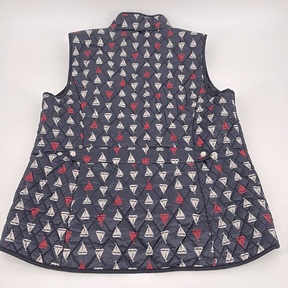 Talbots Womens Navy Nautical Quilted Vest Size Large - Picture 10 of 11